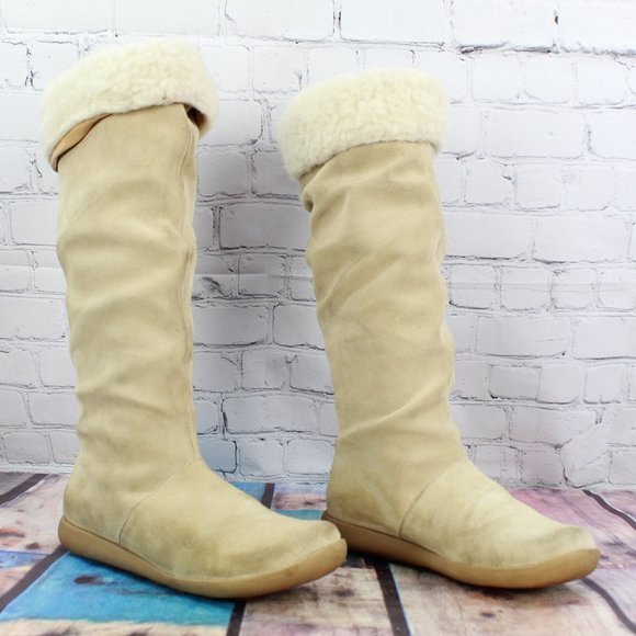 Women's Adelaide Tan Suede Faux Fur Pull On Tall Winter Boots Size 5.5 M - Picture 3 of 12